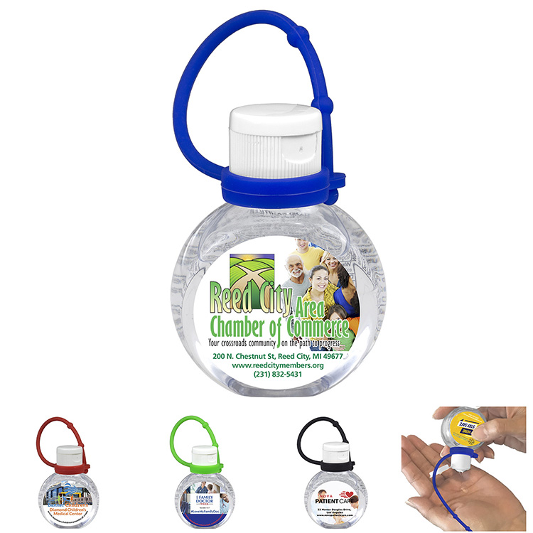 1 oz.Hand Sanitizer Antibacterial Gel with Adjustable Silicone Carry Strap - Full Color Imprint